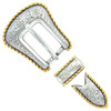 S5539 ASAG Western Floral Engraved Hand Polished Rope Edge Belt Buckle Set Fits 3/4"(19mm) Belt (Anitque Gold)