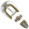 S5544 ASAG Hand Polished Engraved Belt Buckle Set Fits 3/4"(19mm) Belt (Antique Gold)