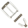 BS8121 SRTPGP Hand Polished Engraved Belt Buckle Set Fits 1-1/8"(30mm) Wide Belt (Antique Gold)