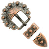 BS8649 COPPER Western Floral Engraved Hand Polished Belt Buckle Set Fits 3/4"(19mm) Belt(Copper)