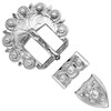 BS8649 NP Western Floral Engraved Hand Polished Belt Buckle Set Fits 3/4"(19mm) Belt (Nickel Plate)