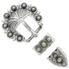 BS8649 SRTP Western Floral Engraved Hand Polished Belt Buckle Set Fits 3/4"(19mm) Belt (Antique Silver)