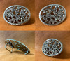 Antique Engraved Rhinestone Crystal Buckle fits 1-1/2" Wide Belt