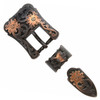 S5401 COPPER Western Floral Engraved Hand Polished Belt Buckle Set Fits 3/4"(19mm) Belt (Copper)