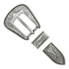 S5664 LASRP Western Floral Engraved Hand Polished Rope Edge Belt Buckle Set Fits 3/4"(19mm) Belt (Antique Silver)
