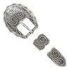 S6747 LASRP Western Floral/Rope Engraved Hand Polished Scallop Edge Belt Buckle Set Fits 3/4"(19mm) Belt (Antique Silver)