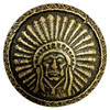 SC581 BRASS 1-1/2" Antique Brass Engraved Indian headdress Concho Screwback