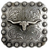 BS9285-2 SRTP 1-3/8" Antique Silver Western Engraved Longhorn Steer Berry Square Concho Screwback