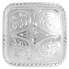 BS9312-3 SP 1-3/8" Bright Silver Western Floral Engraved Rope Edge Square Concho Screwback