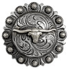 BS9265-3 SRTP 1-1/2" Antique Western Floral Longhorn Steer Engraved Berry Concho Screwback
