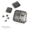 BS9284-1 SRTPGP 1" Antique Gold Western Engraved Cross Berry Square Concho Screwback