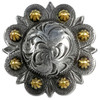BS9162F-1 SRTPGP 1" Antique Silver &  Gold Berry Flat Back Concho