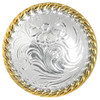 F9819-3 SPGP 1" Bright Gold Western Floral Rope Edge Engraved Concho Screwback