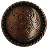 F9819-3 SCVRB  1" Dark Copper Western Floral Rope Edge Engraved Concho Screwback
