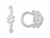 Silver-Plated Pewter Flower Toggle Clasp @1 Set
