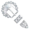 BS8649 SP Western Floral Engraved Hand Polished Belt Buckle Set Fits 3/4"(19mm) Belt (Bright Silver)