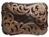 Western Floral Scroll Engraved Belt Buckle Fits 1-1/2"(38mm) Belt Strap (Copper)