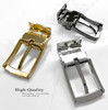 Z35274R-Clamp-NP Round Edge Checkered Engraved Polished Reversible Belt Buckle Fits 1-3/8" wide belt strap (Nickel Plated)
