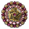 Fuchsia-Lt Rose Coloma Antique Gold Rhinestone Crystal Concho