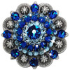 Capri Blue-Aqua Antique Silver Berry Rhinestone Crystal Concho Designed and assembled in the U.S