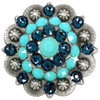 Turquoise-Montana Antique Silver Berry Rhinestone Crystal Concho Designed and assembled in the U.S