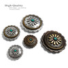FA6343 MOEB61-TQ 3/4" Copper with Turquoise Color Western Rope Edge Scalloped Engraved  Round Concho Screw-Back