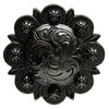 BS9163 GUN  Antique Gunmetal Western Floral Engraved Berry Concho Screwback