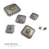 BS9287 SRTP Antique Silver Western Engraved Star Berry Square Concho Screwback