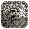 BS9286 SRTP Antique Western Bucking Bronco Rider Engraved Berry Square Concho Screwback