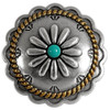 FA6343 ASAG-TQ Antique Gold with Turquoise Color Western Rope Edge Scalloped Engraved  Round Concho Screw-Back