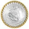 F9819 SPGP Bright Gold Western Floral Rope Edge Engraved Concho Screwback