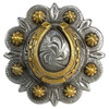 BS9306 SRTPGP Antique Gold Western Floral Horseshoe Engraved Berry Concho Screwback
