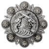 FA6547 LASRP Antique Silver Western Engraved Crossed Pistols Berry Concho Screwback