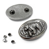 BM2209 LASRP Antique Silver Engraved Wild Bruin Bear Oval Concho Rivet Back (DR)
