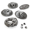 BM2890 LASRP Antique Silver Engraved Wild Twin Trout Fish Oval Concho Rivet Back (DR)