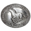 HA0487-1 Western Antique Silver Horse Engraved Rope Edged Belt Buckle