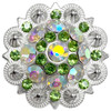 Rhinestone Conchos 1-1/2" Scalloped Edge Engraved Concho Screwback (Peridot-Crystal AB)