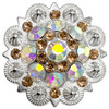 Rhinestone Conchos 1-1/2" Scalloped Edge Engraved Concho Screwback (Lt Co Tpz-Crystal AB)
