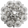 Rhinestone Conchos 1-1/2" Scalloped Edge Engraved Concho Screwback (Crystal)