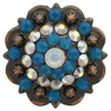 White Opal Carribean Blue Opal and Crystal AB Rhinestone Crystal Berry Concho