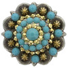 Turquoise and Crystal Aurum Rhinestone Crystal Antique Silver and Gold Berry Concho