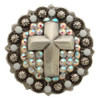 CHALK WHITE CRYSTAL AB Rhinestone Crystal Cross Berry Concho