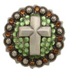 PERIDOT SMOKED TOPAZ Rhinestone Crystal Cross Berry Concho