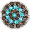 Blue Zircon Smoked Topaz Rhinestone Crystal Floral Scalloped Edge Concho