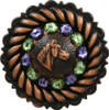 Tanzanite & Peridot Copper Horse Head Rhinestone Concho