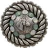 Pacific Opal & White Opal Antique Silver Horse Head Rhinestone Concho