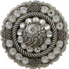 Clear Crystal Antique Silver Center Rope Rhinestone Concho