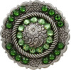 Peridot & Fern Green Antique Silver Center Rope Rhinestone Concho