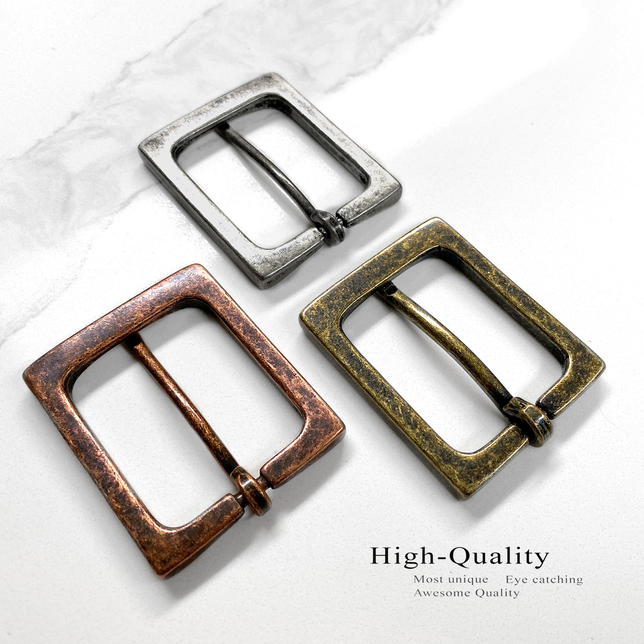 CX-04 BRASS Rectangular Heel Bar Belt Buckle Fits 1-1/2