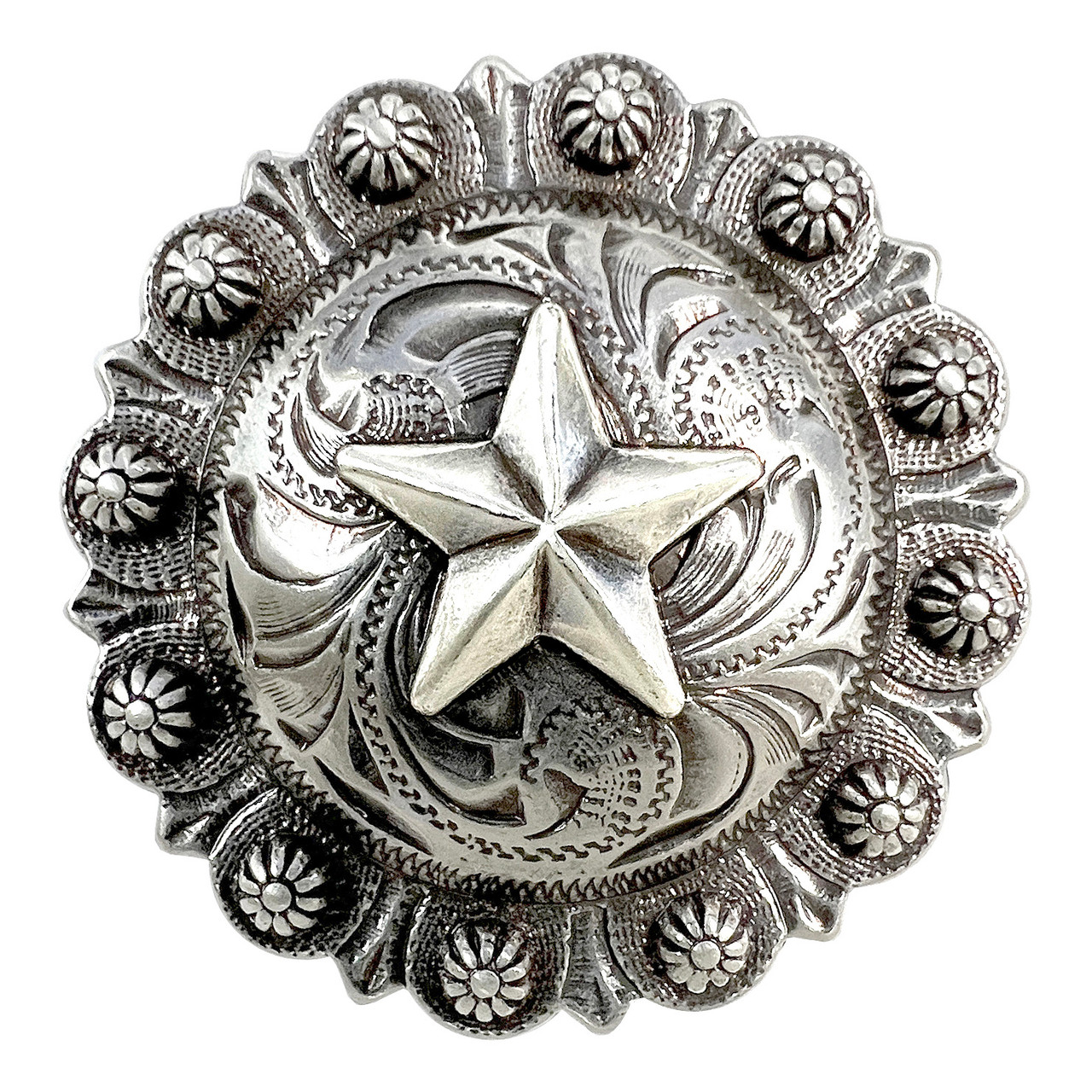 Silver Cheyenne Extra Large Engraved Concho 3 Screwback #SW-126 – The  Button Bird